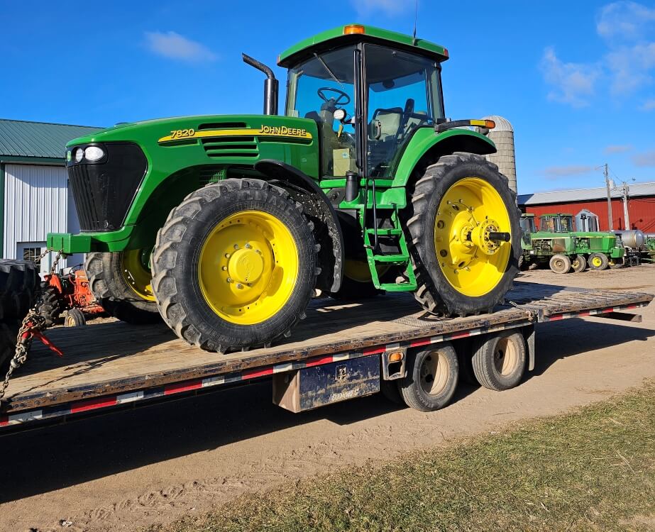 John Deere 7820 Tractor on a Trailer